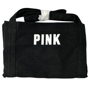 Victorias Secret Pink Large Black Canvas Tote Bag 13 x 17 2022